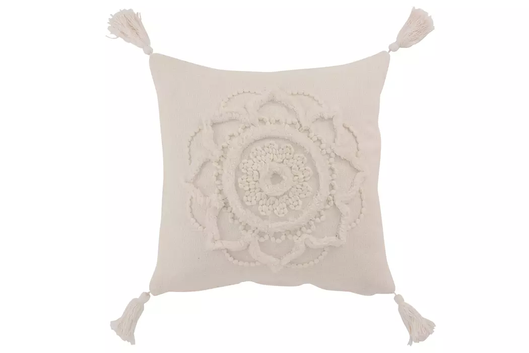 Kissen Blume und Quasten 45 x 45 cm