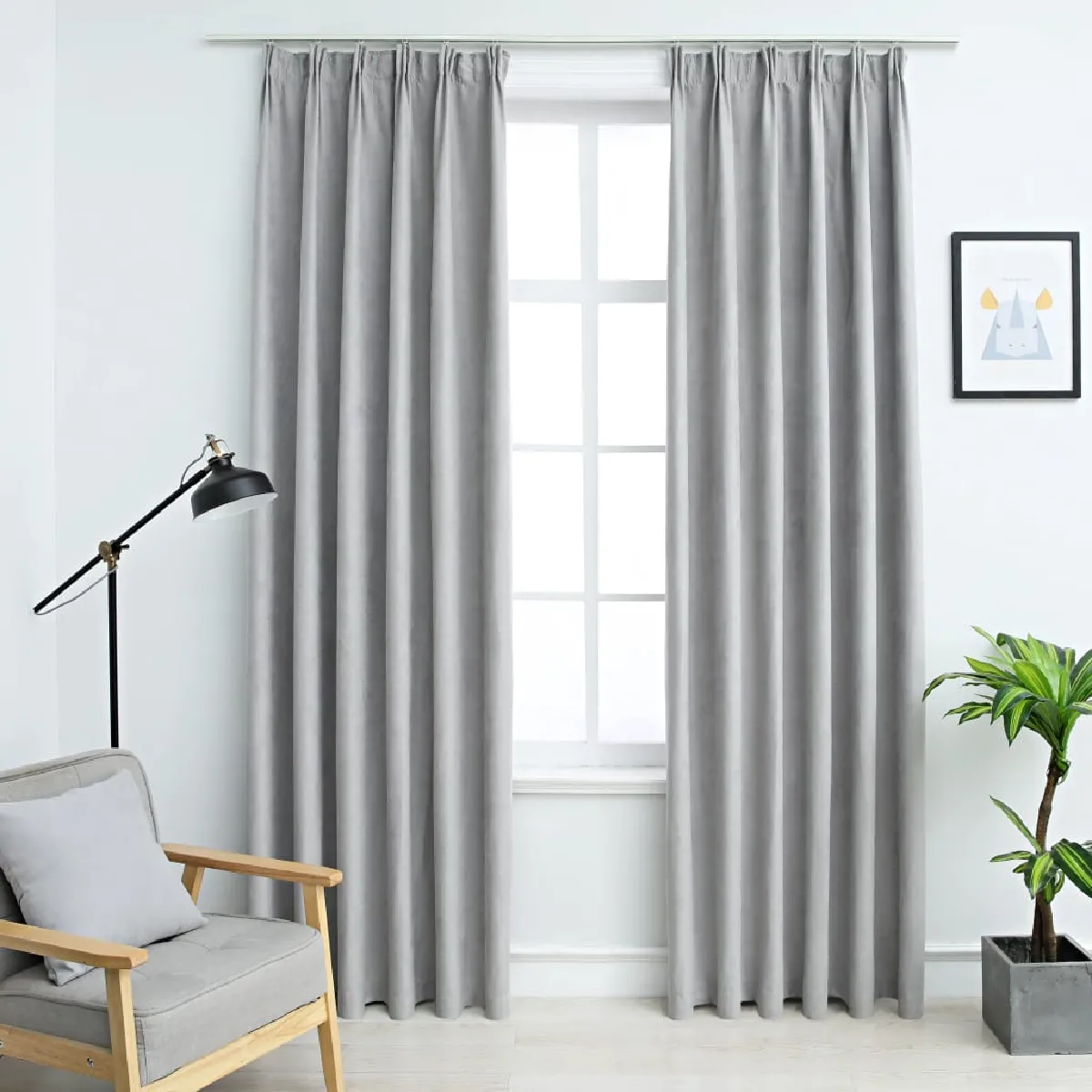 vidaXL Rideaux Occultants avec Crochets 2pcs 140x225cm - Gris
