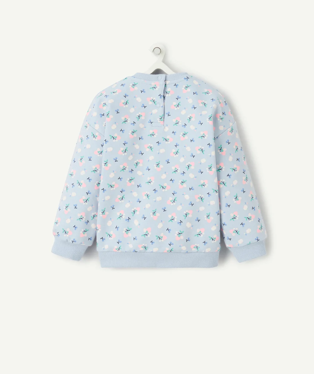 SWEAT BÉBÉ FILLE EN FIBRES RECYCLÉES BLEU IMPRIMÉ FRUITÉ