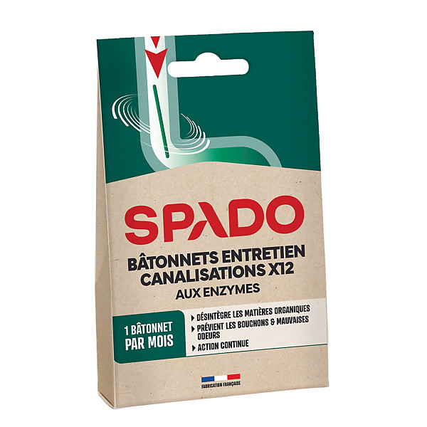 Bâtonnets entretien canalisations Spado, boîte de 12