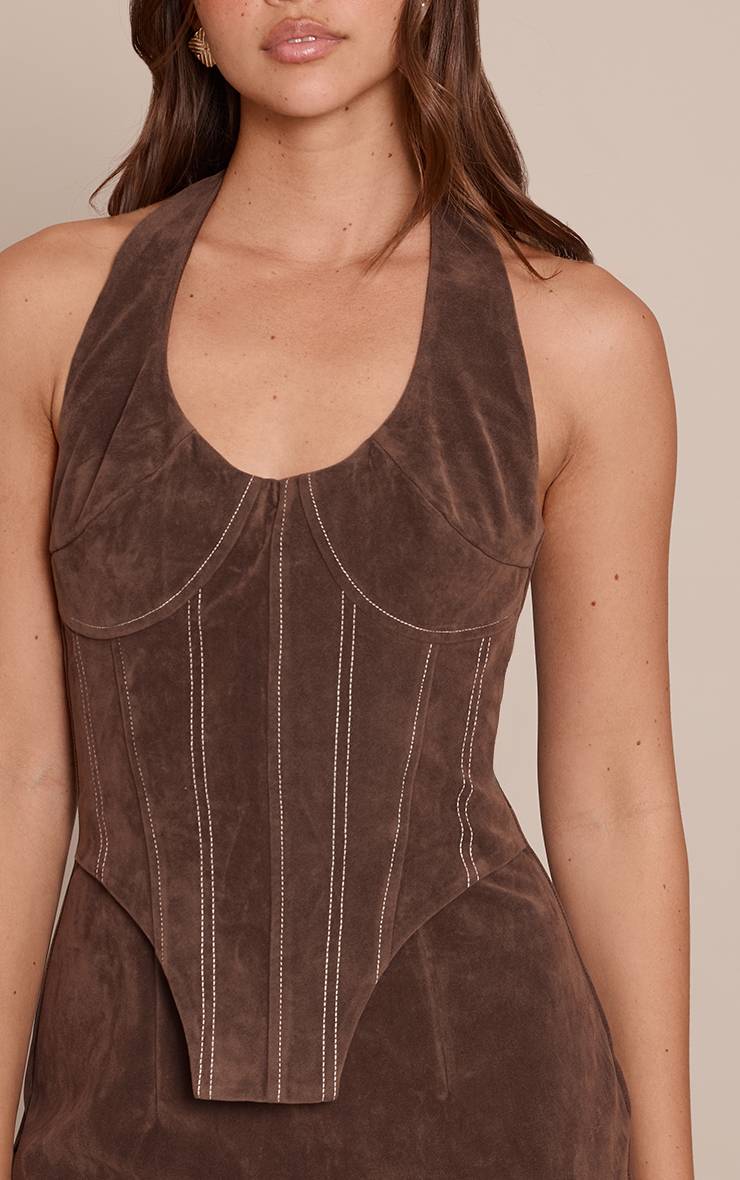 Chocolat Robe Mini En Synthétique Avec Détails Corset