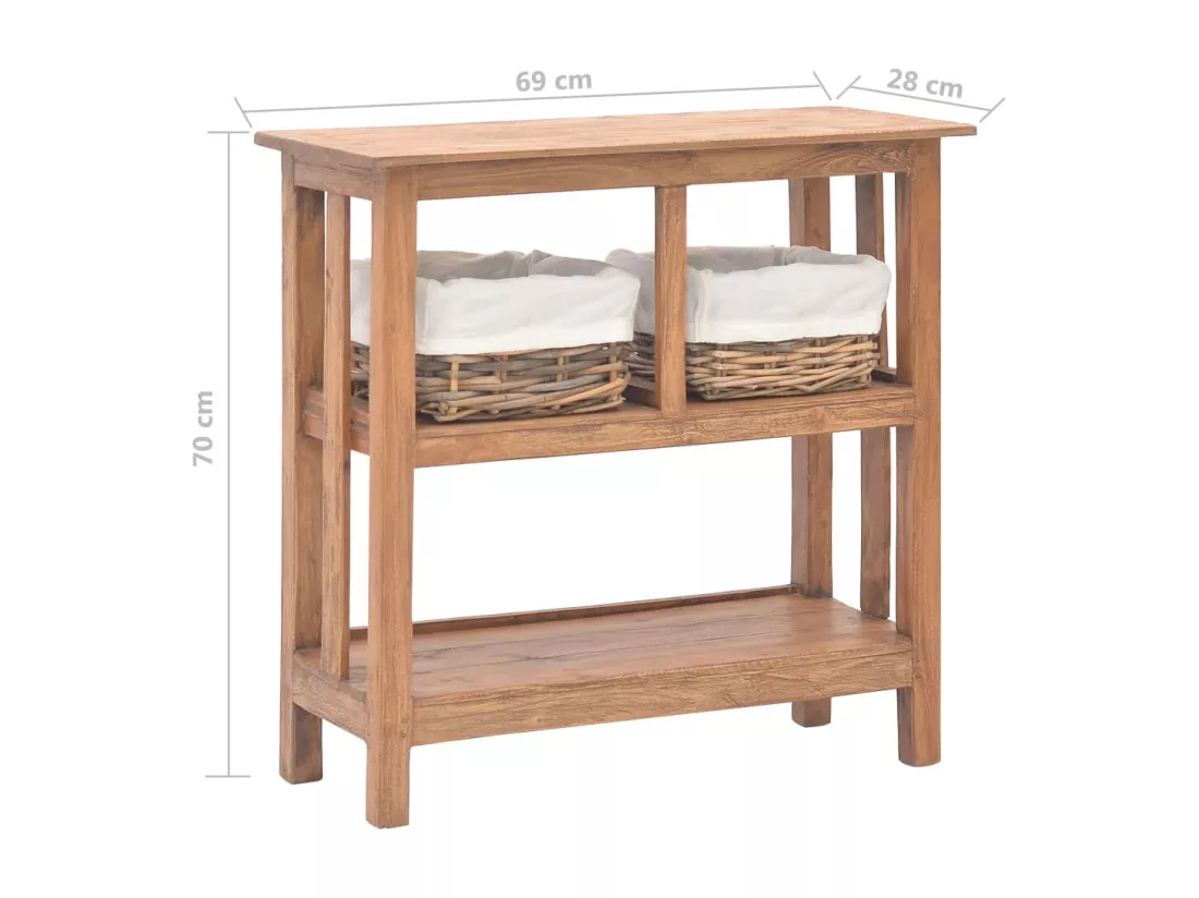 Table console bois d'acajou massif 69x28x70 cm