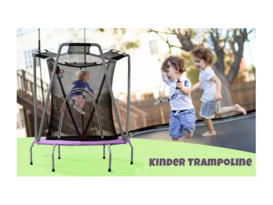 Trampoline rond pour l'intérieur et l'extérieur, 50 kg, taille (H*L): 157x147 cm, violet/gris