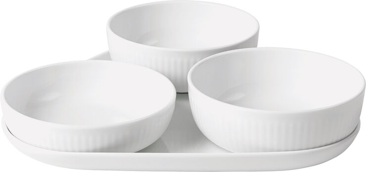 Royal Copenhagen Hvid Riflet Serveringssæt 4 dele Hvid