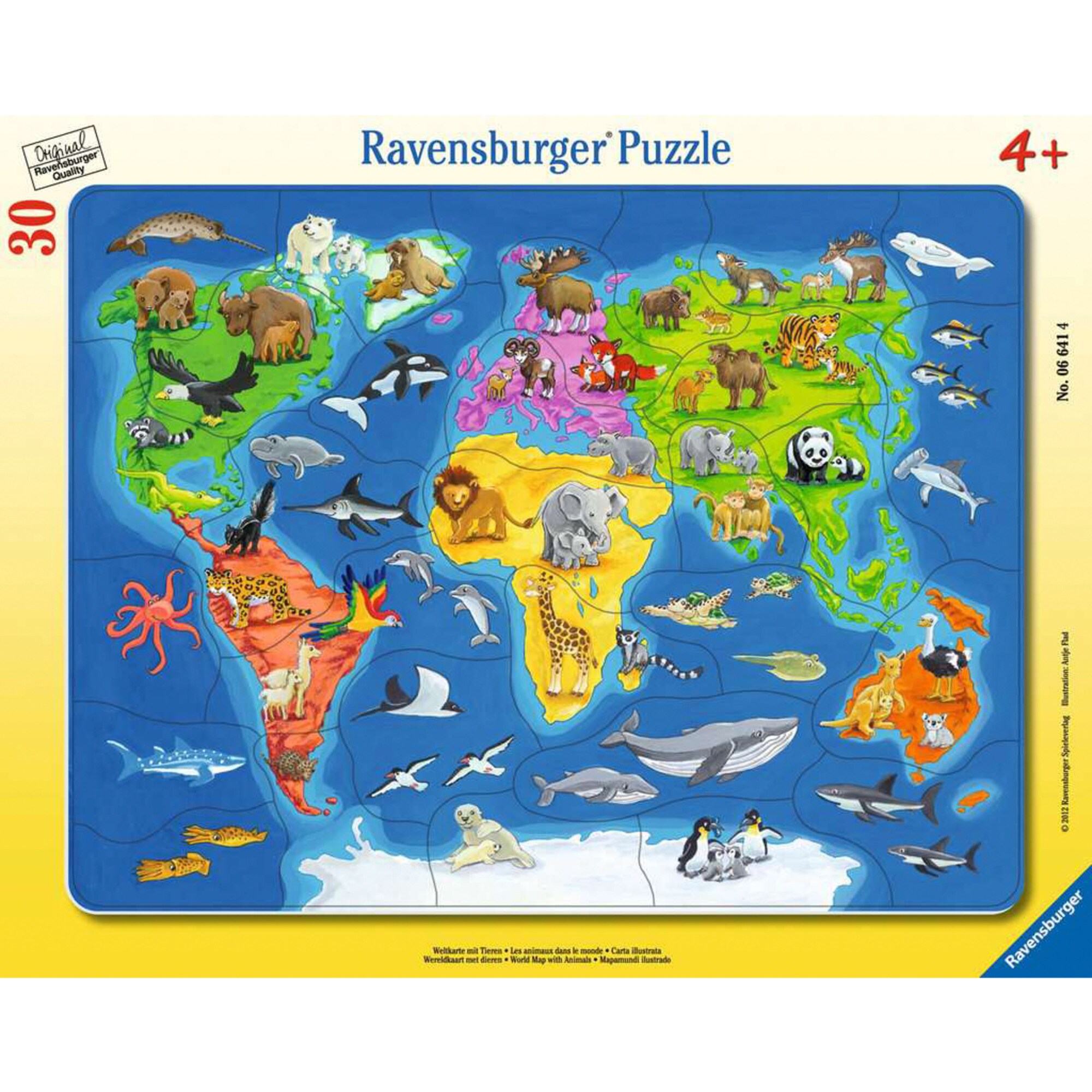 Ravensburger Puzzle Kinderpuzzle Weltkarte mit Tieren