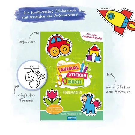 Trötsch Bastelbuch Mein Ausmal Sticker Buch Kindergarten