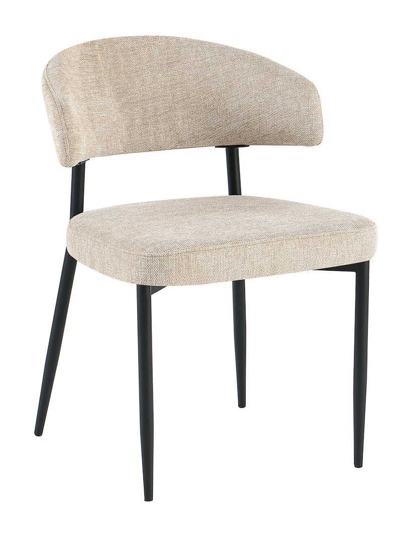 Camaro spisestol Tekstil Brego mørk beige 31, sortlakkerte ben