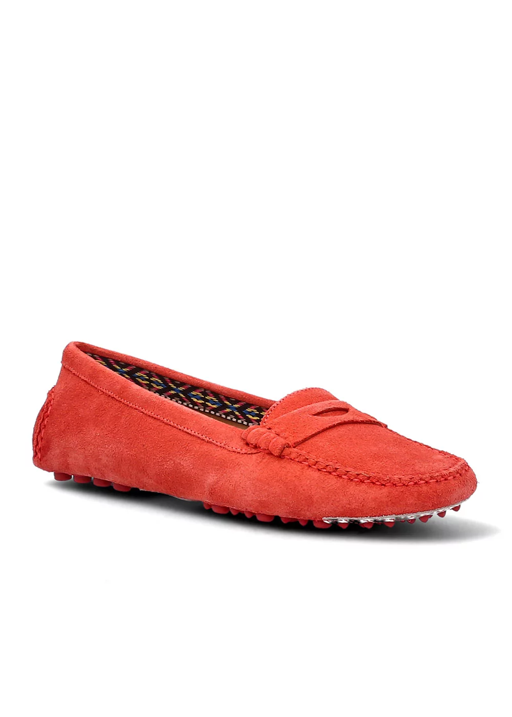 MOCASSIN ROUND DRIVER VELOURS CORAIL