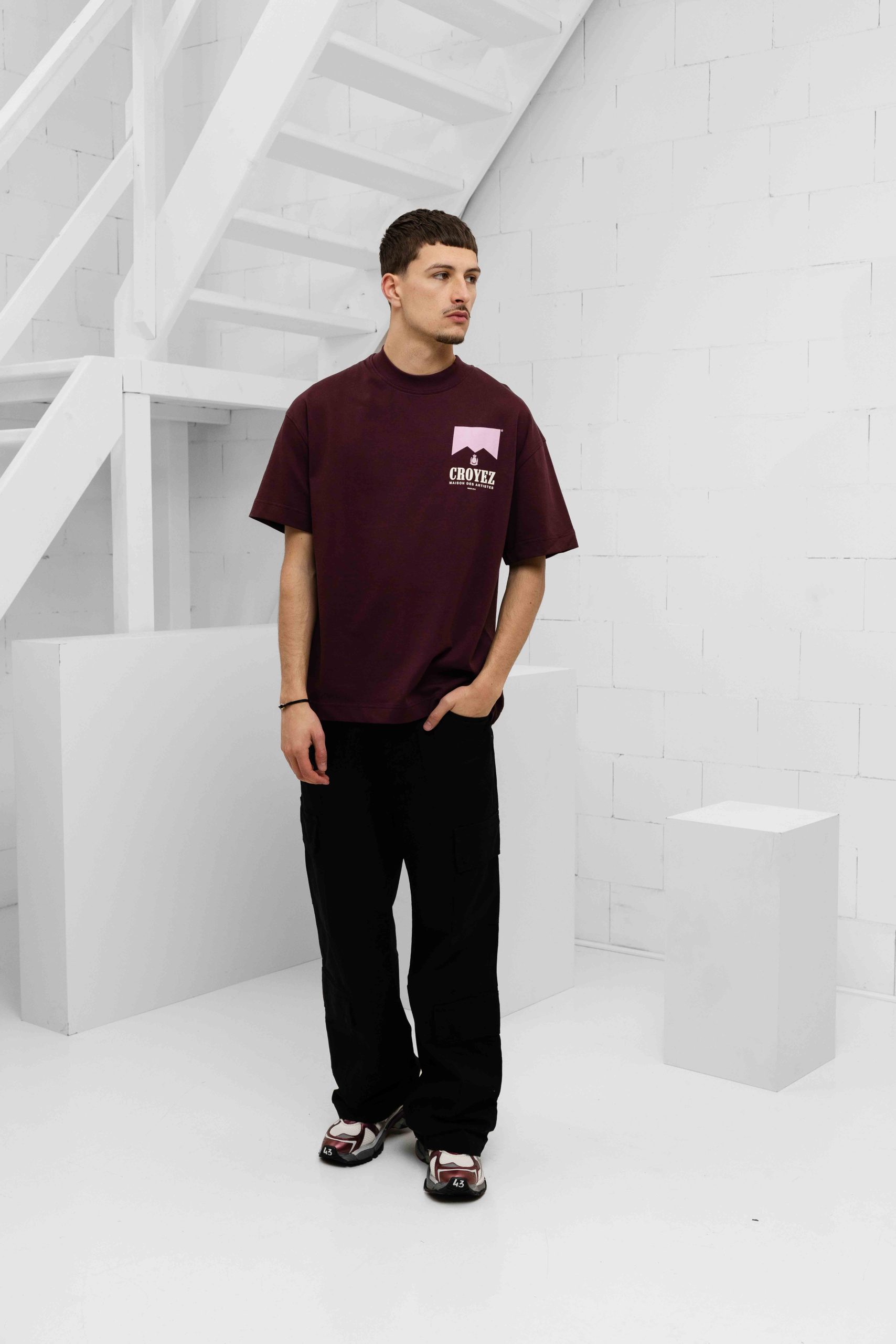 Croyez Maison Fumes T-Shirt Heren Donkerrood