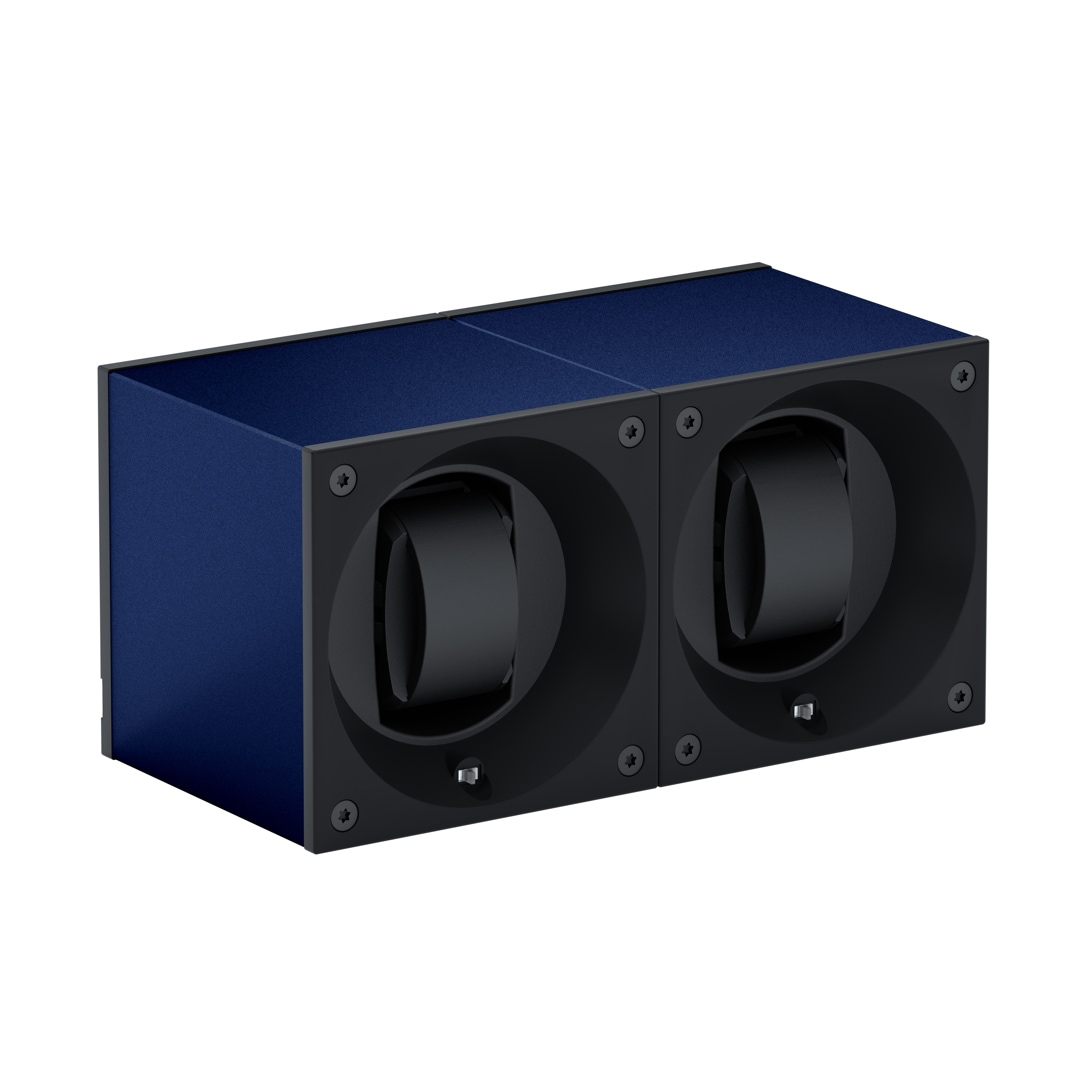 SwissKubik Masterbox Aluminium Marineblau - 2 Uhren