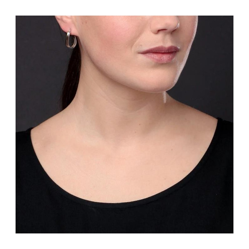 Boucles d'Oreilles Créoles Or Bicolore Jaune et Blanc