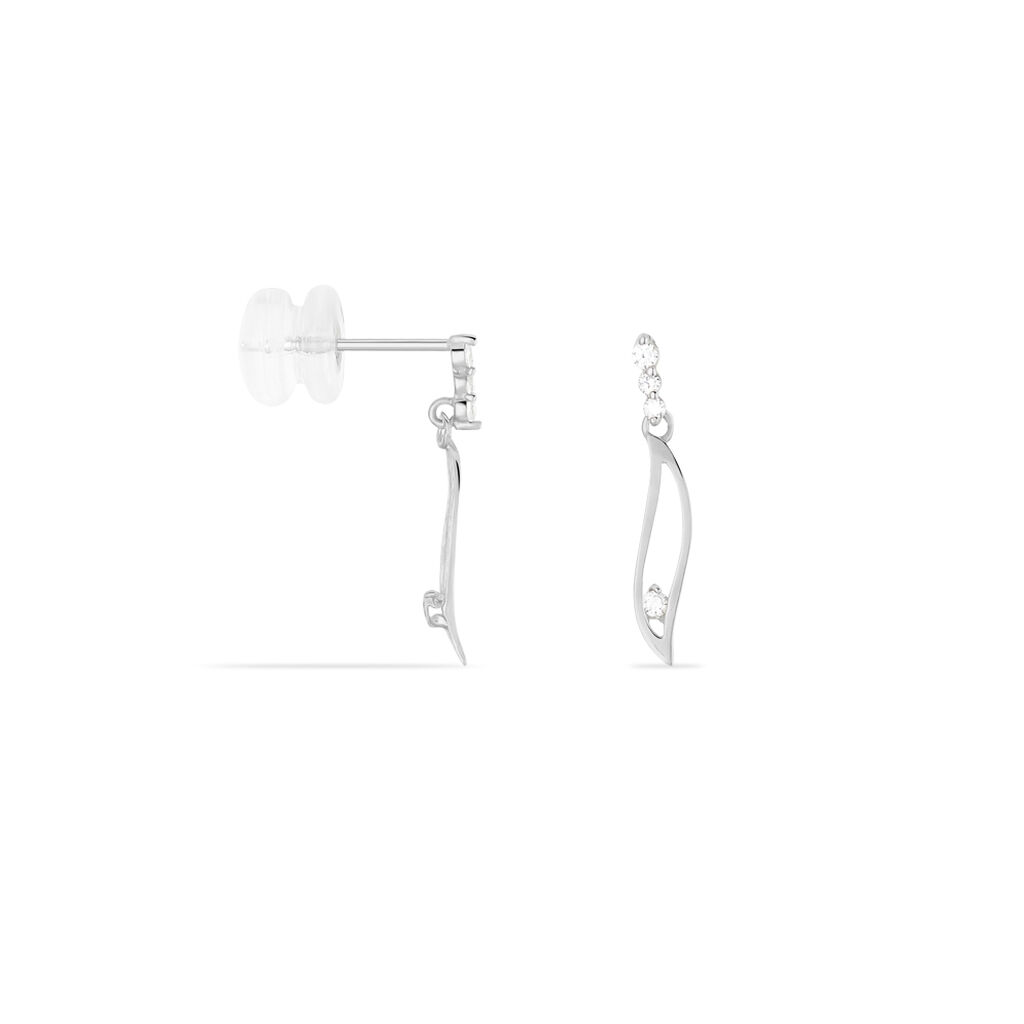 Boucles D'oreilles Pendantes Ysanna Or Blanc Oxyde De Zirconium