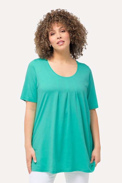 T-Shirt, Zierfalten, A-Linie, Rundhals, Halbarm, Modal