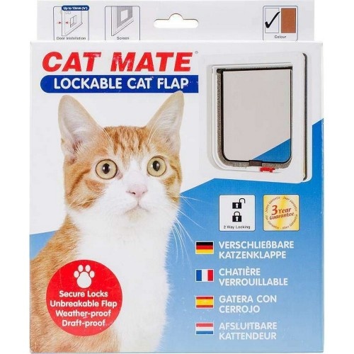 Porta para gatos branca com fechadura