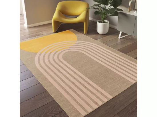 Tuli - Tapis contemporain à motif géométrique - Jaune moutarde - 160x230cm