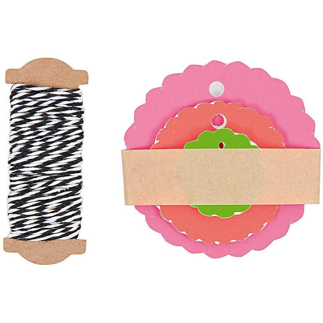 Cadeaulabels rozet - neon mix - 30st