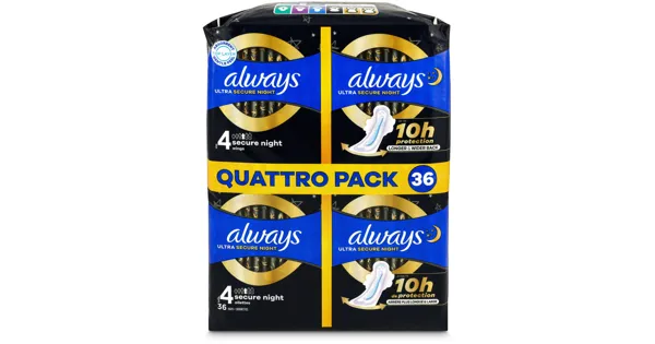 Always Ultra SecureNight Quattro 36 Stück
