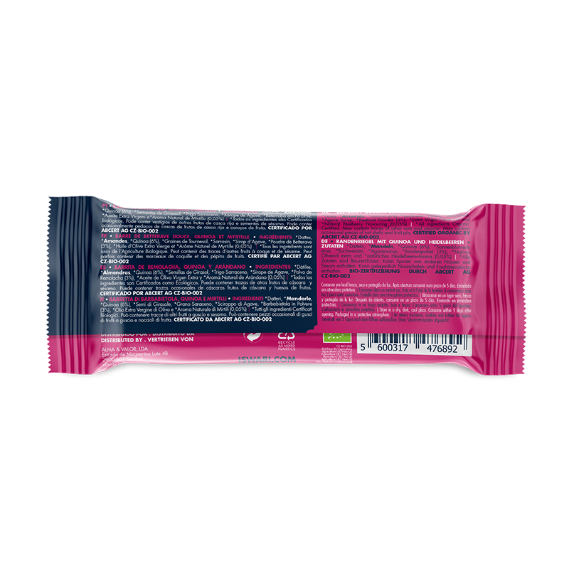 ISWARI Energy Bar<br>35 g, Rote Bete Quinoa & Heidelbeere BIO