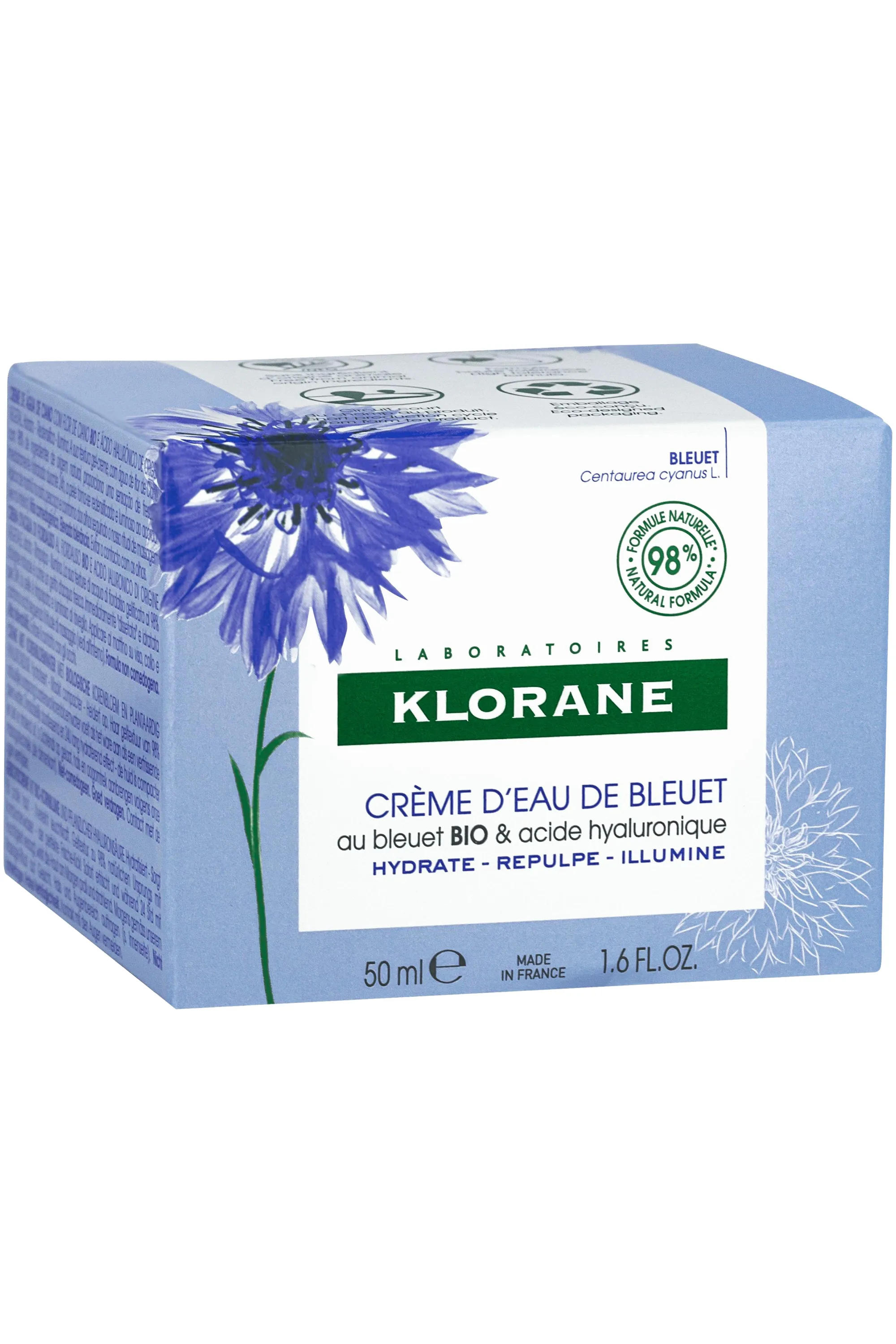 Klorane Crème d’eau au Bleuet bio et Acide hyaluronique-50 ml
