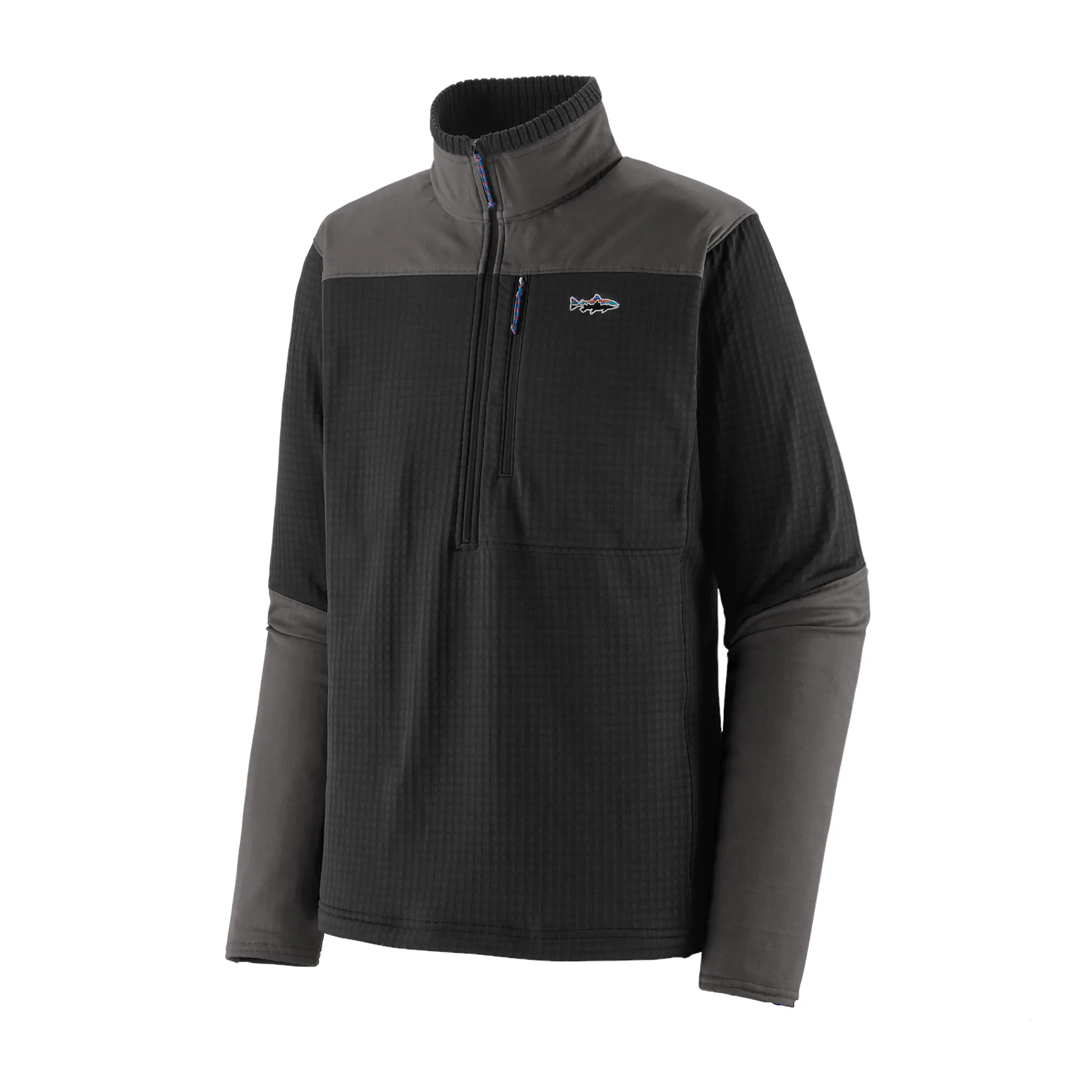 Patagonia M's L/S R1 Fitz Roy 1/4 Zip Black