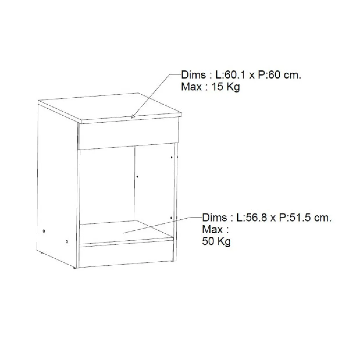 dansmamaison Meuble bas pour four - Blanc mat
