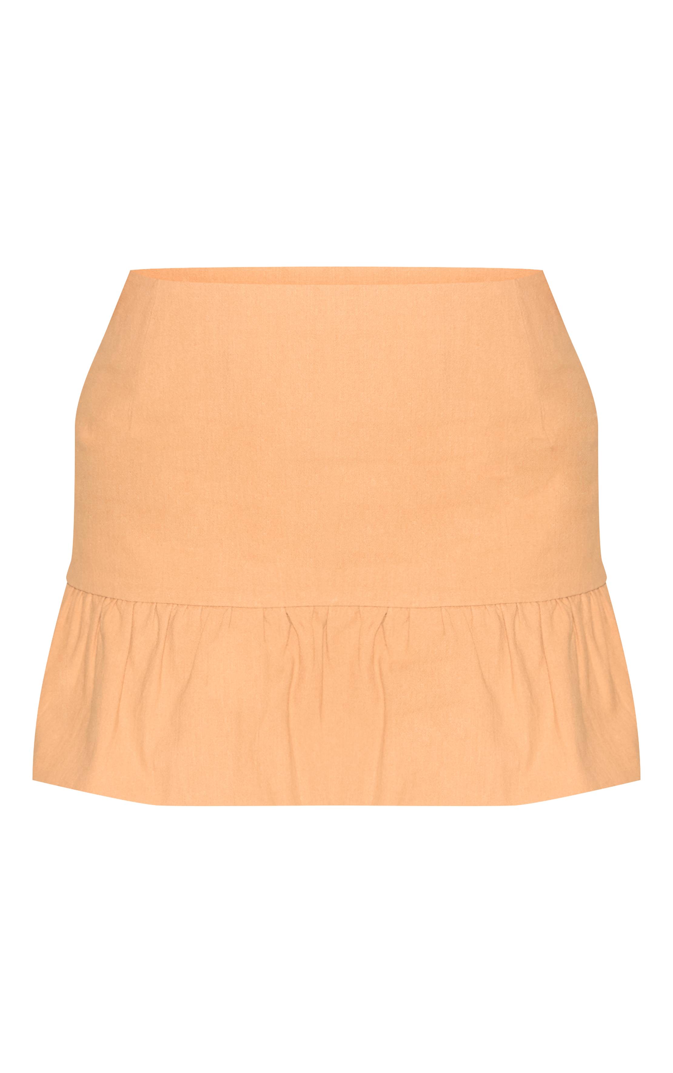 Pêche Jupe Mini Bouffante À Ourlet Ballon Effet Lin Shape Co-ord