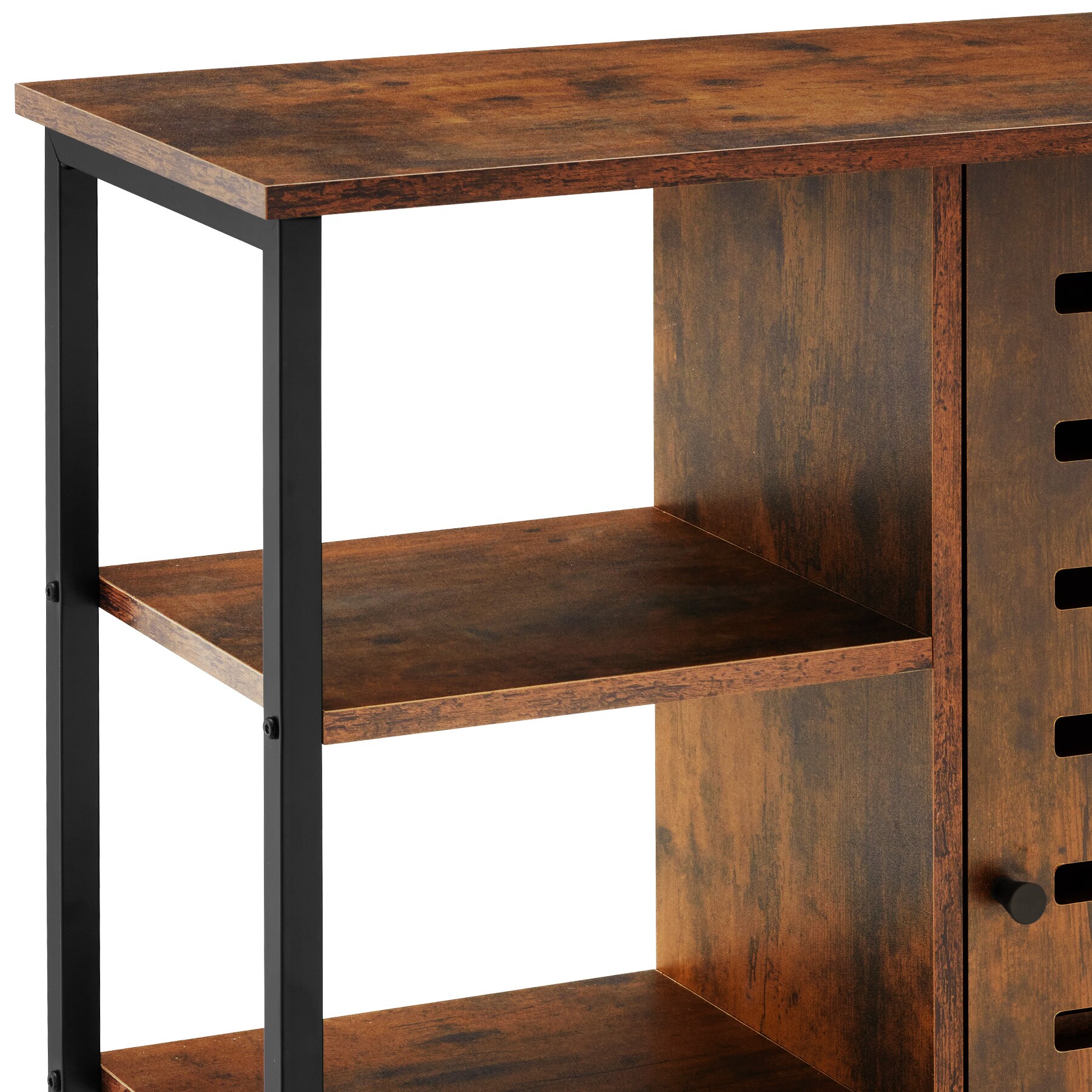 tectake® Sideboard, Industrial Style, Ablage und 3 offene Fächer, mit höhenverstellbaren Kunststofffüßen, 70 x 32 x 82 cm