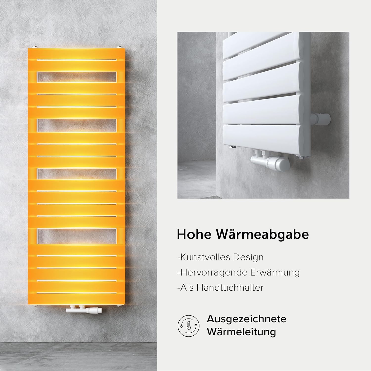 doporro Badheizkörper Heizkörper Bad Design Badheizung Flachheizkörper 160x50cm Weiß Paneelheizkörper Einlagig Horizontal 2in1 Mittelanschluss oder Seitenanschluss FH