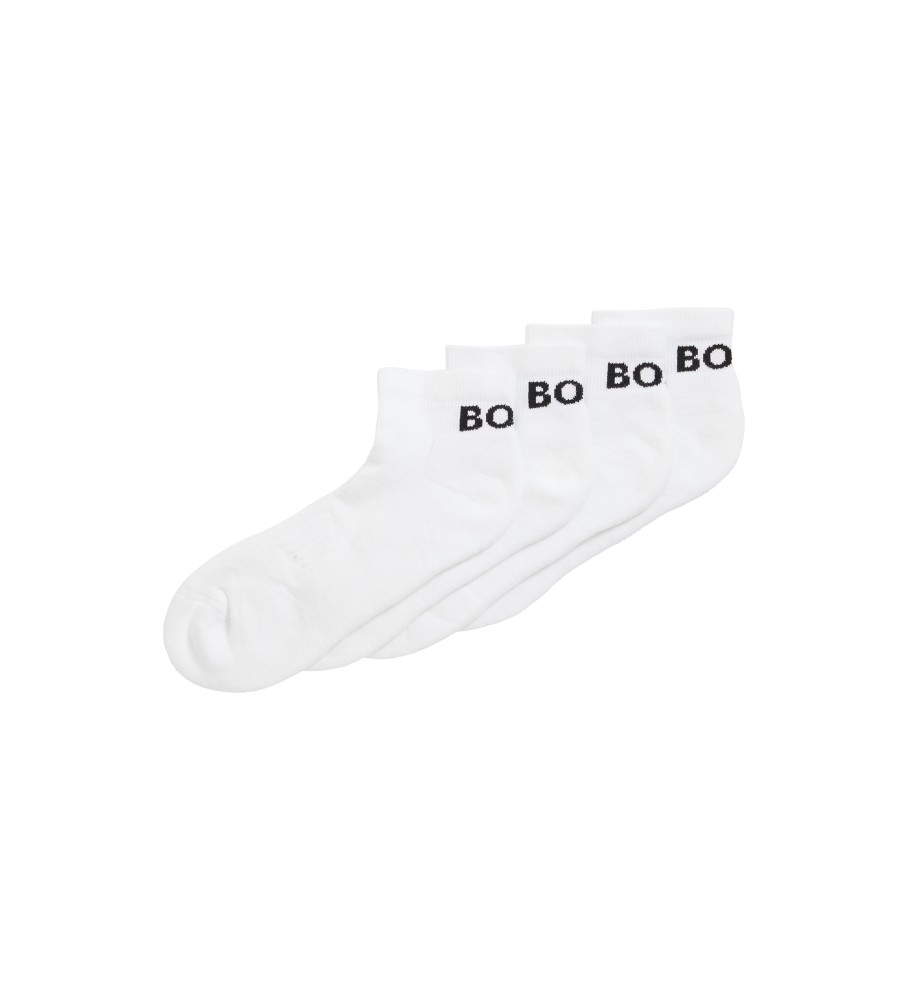 Pacote com 2 pares de meias esportivas BOSS, brancas.