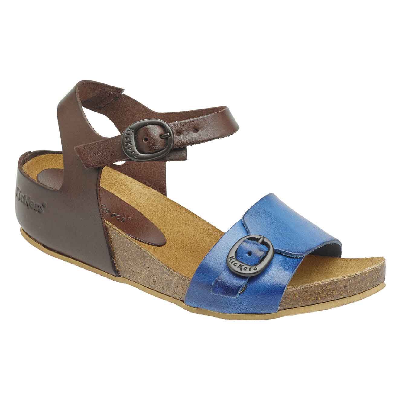 Kickers Sandales en Cuir Bombom bleu/marron