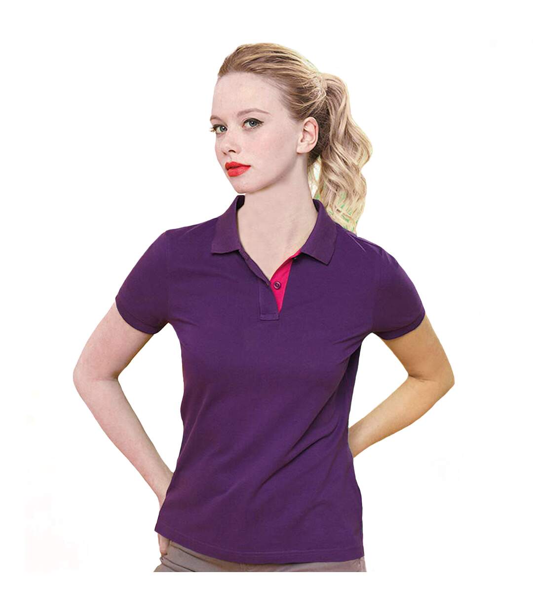 Asquith & Fox - Polo en contraste - Femme (Pourpre/Rose) - UTRW5353