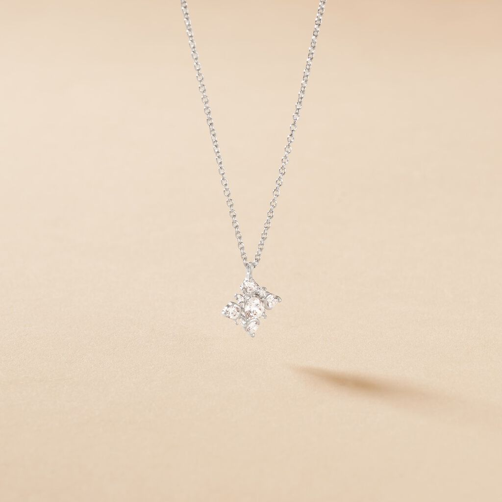 Collier Flocon Argent Blanc Oxyde De Zirconium