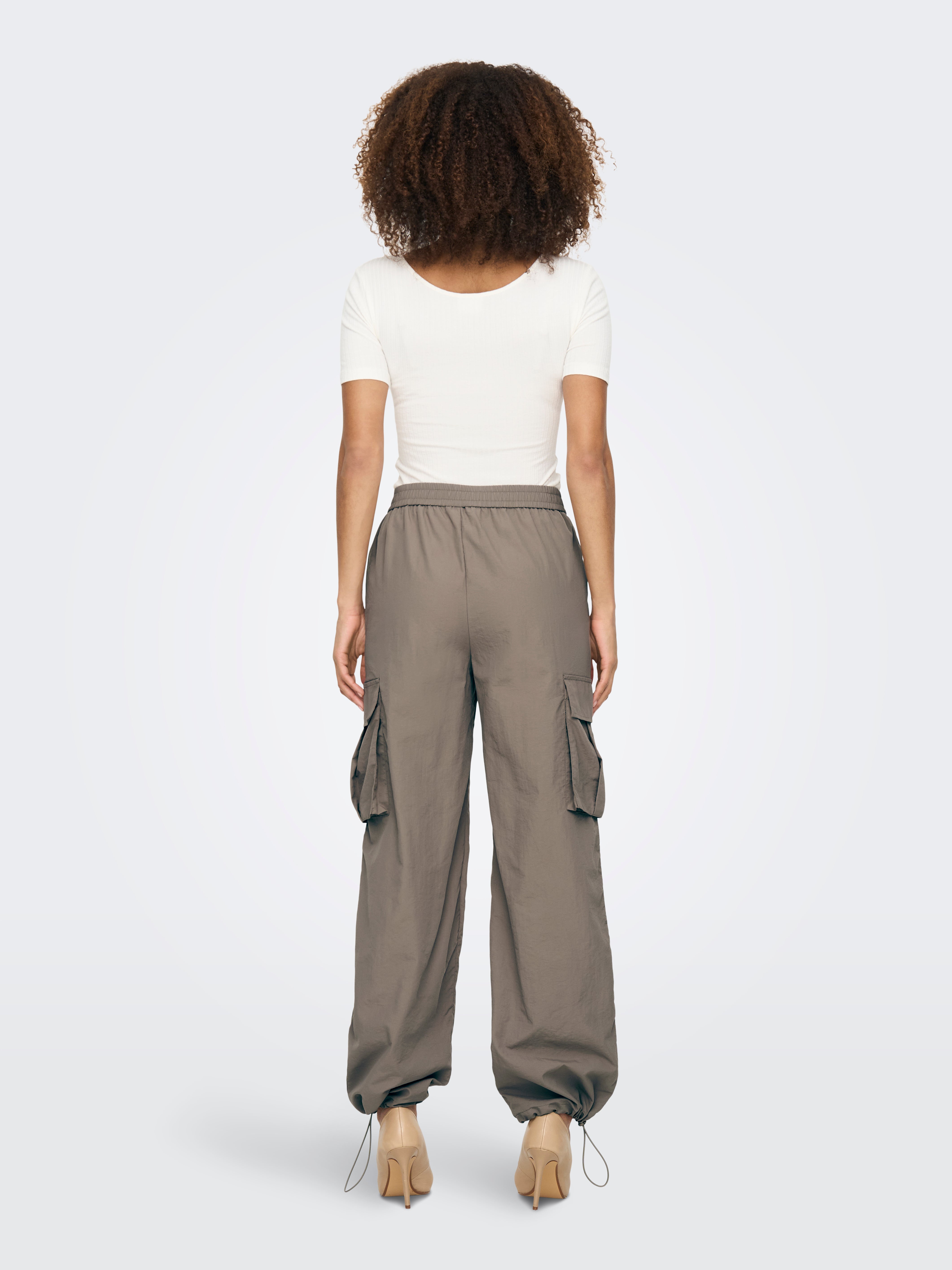 JDYLORENZO Mittlere Taille Weiter Beinschnitt Cargo-Hose Walnut