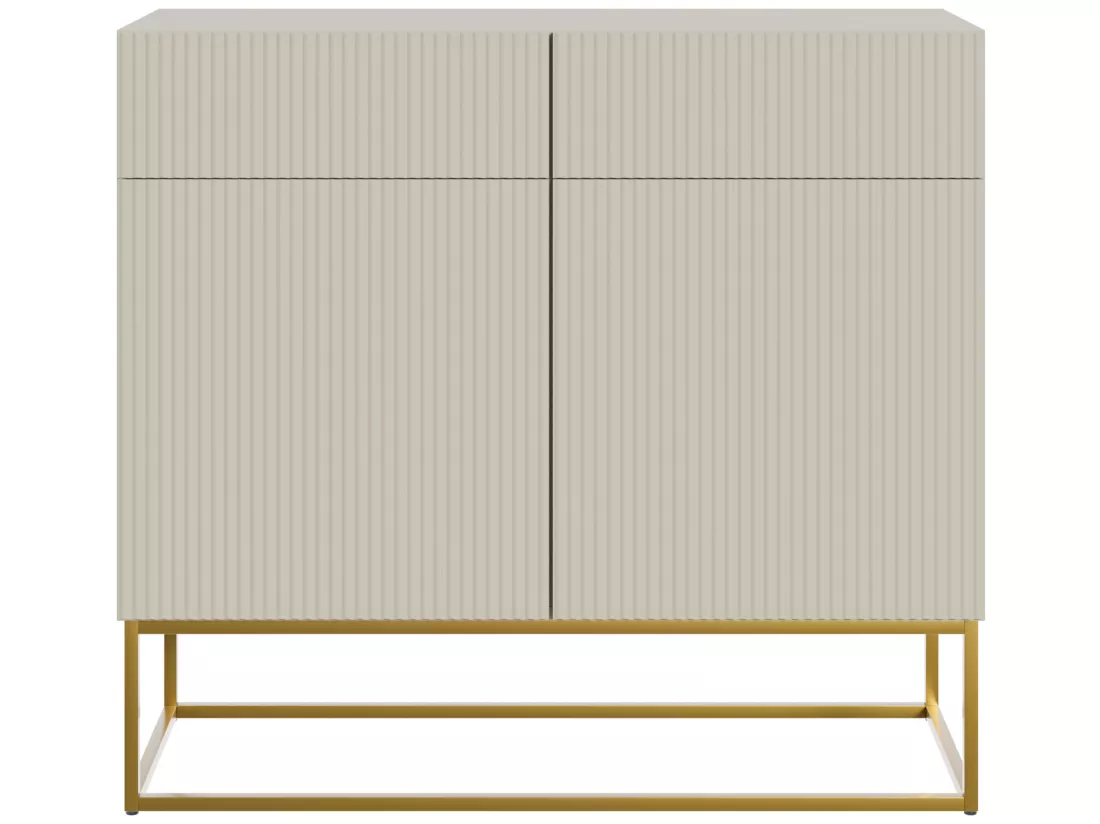Commode à deux portes - 100 cm - avec deux tiroirs - taupe (gris-beige) - VELDIO