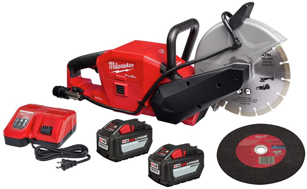 Milwaukee M18 FUEL ONE-KEY 18V Lithium Ion Brushless Cordless 22.86cm Cutting Saw Kit W/ (2) 12.0Ah Battery and Quick Charger