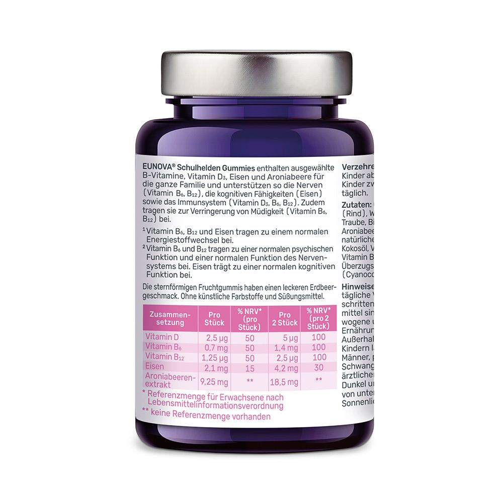 EUNOVA® Schulhelden Gummies mit Eisen und Erdbeergeschmack