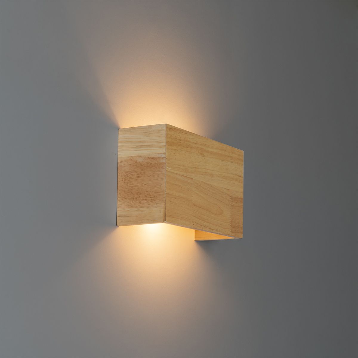 Landelijke wandlamp eiken hout 2-lichts - Otan