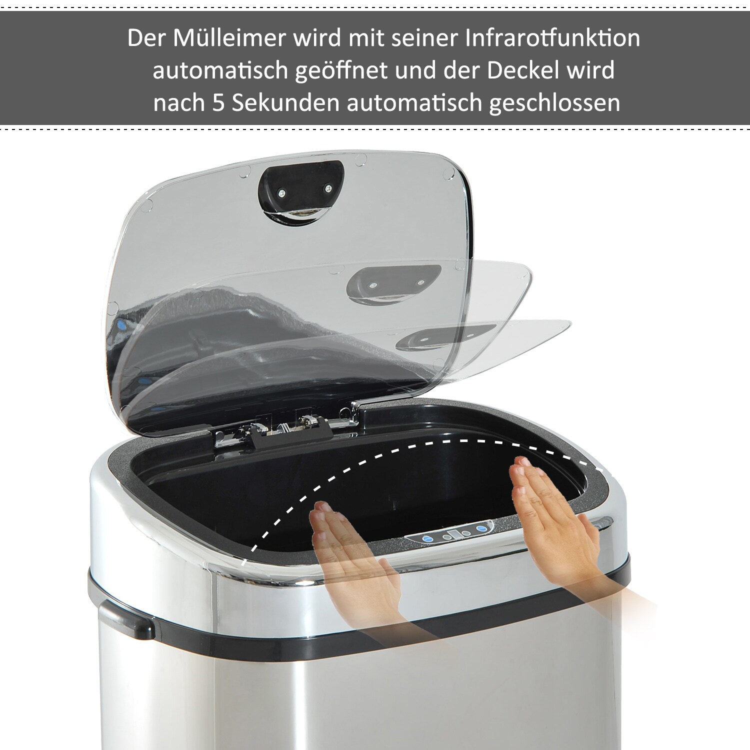 HOMCOM Mülleimer mit Sensor silber 40,5 x 29,5 x 78 cm (LxBxH)