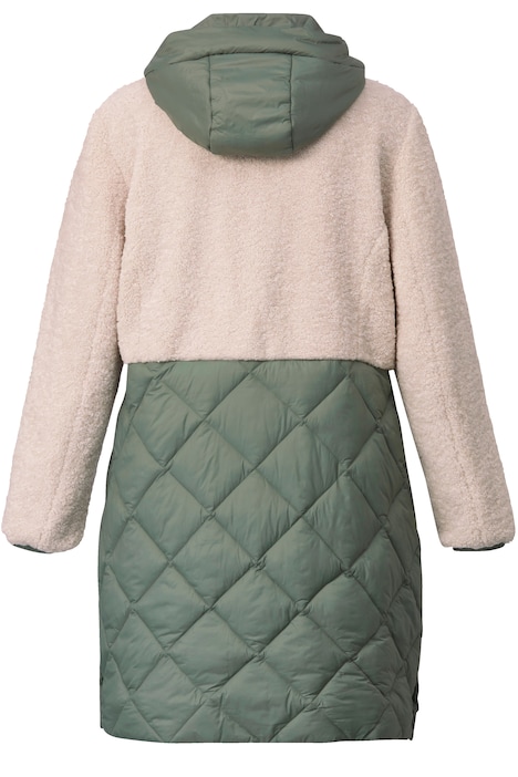 Steppjacke, Materialmix, Kapuze, Zipper, Seitenschlitze