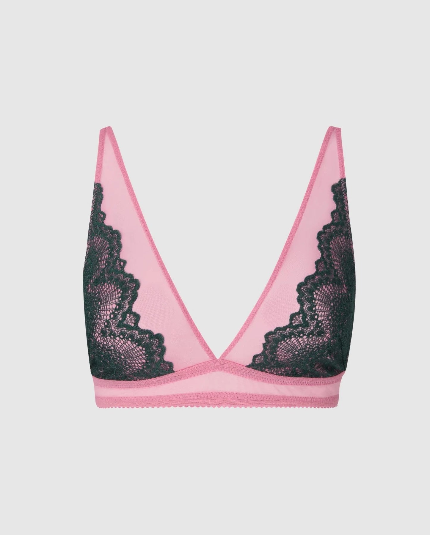 Understatement Underwear Lace Mesh Plunge Bralette pine candy pink