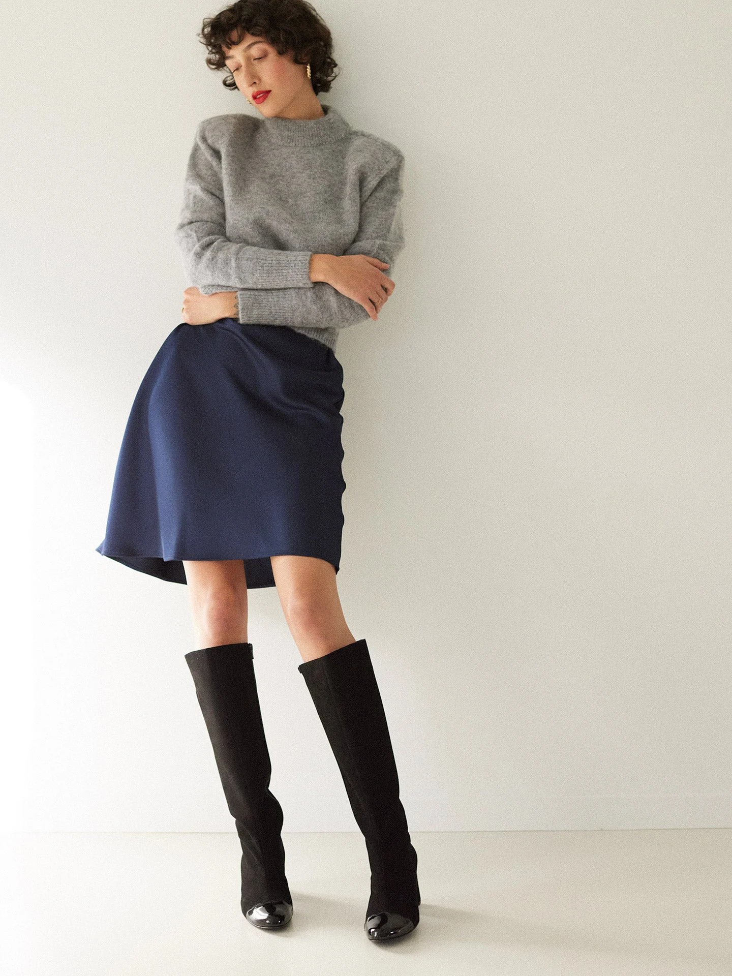 FREYA SUEDE BLACK - Bottes à talon en cuir velours | Noir