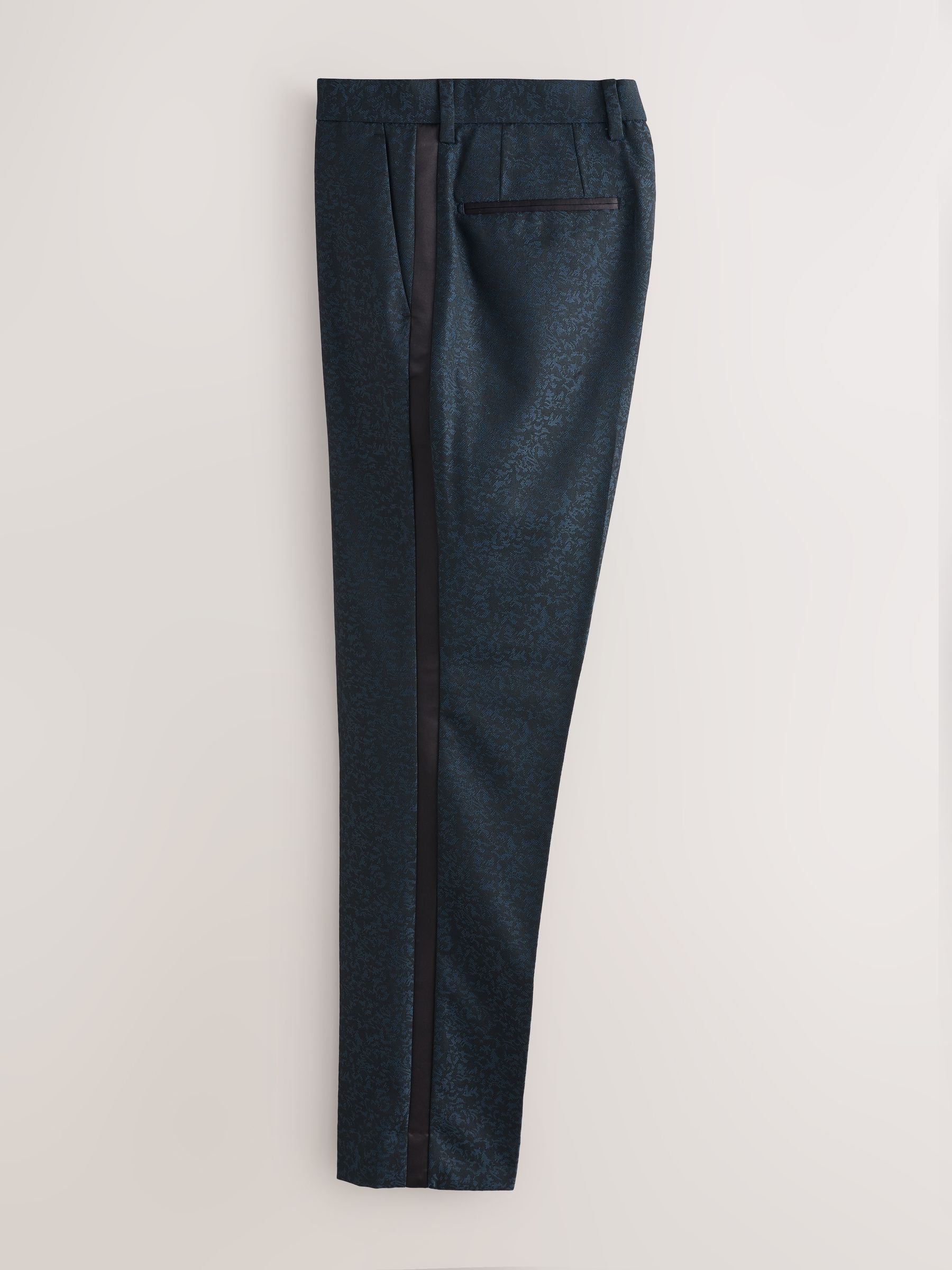 Donkerblauw - Slim Fit Jacquard Pattern Tuxedo Suit Trousers