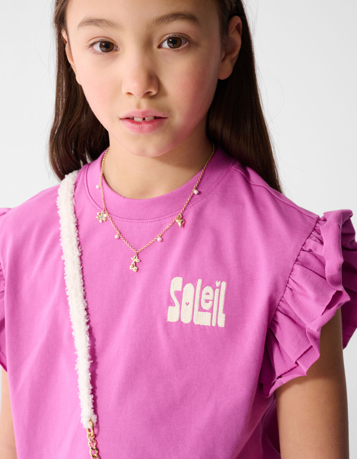 Ruffle Soleil Artwork T-shirt Roze