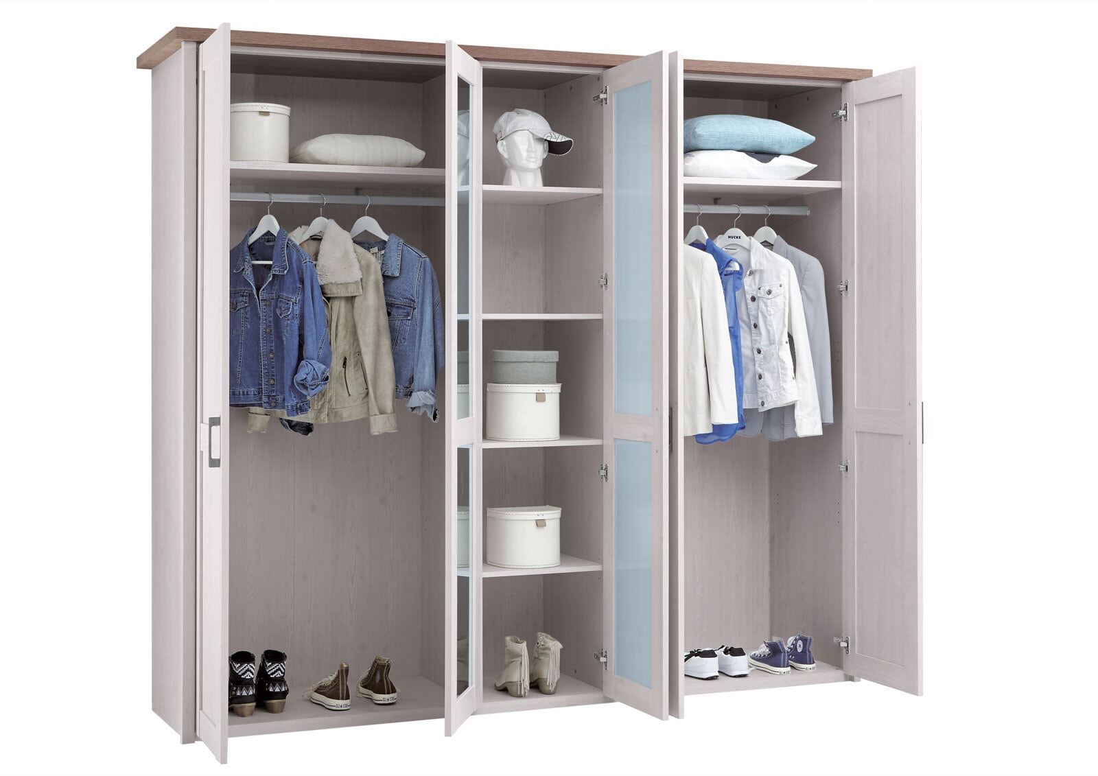 Drehtürenschrank LUCA 235 x 213 cm weiß