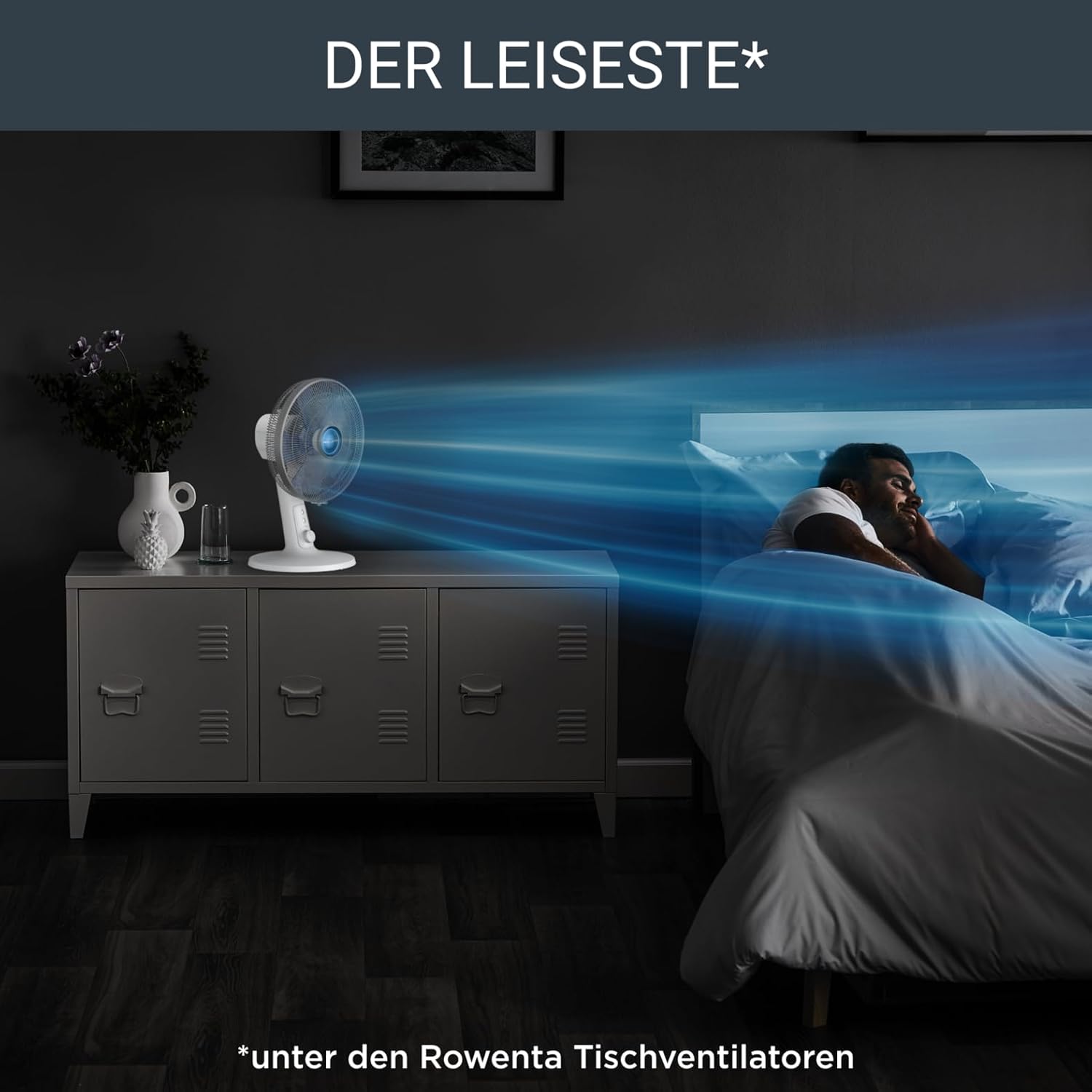 Rowenta Turbo Silence Extreme+ Tischventilator leise, leistungsstark, 4 Geschwindigkeiten, 45 m3/Mi, 38 dB(A),Stille-Nacht-Modus, Turbo Boost, Automatische Oszillation, weiß, VU2730