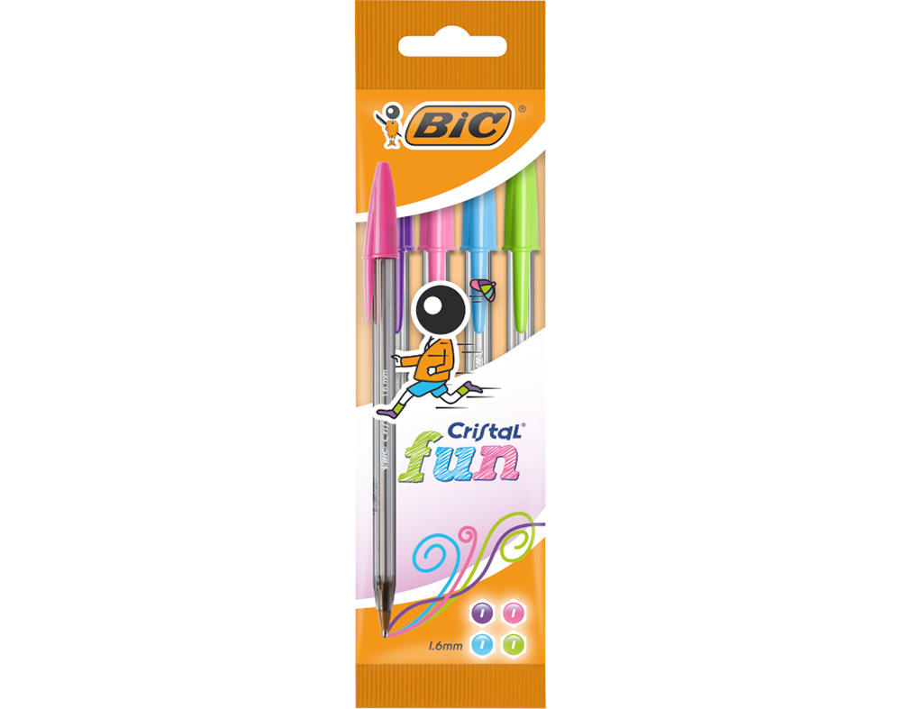 ESFEROGRÁFICA CRISTAL BIC FUN 4 UNIDADES