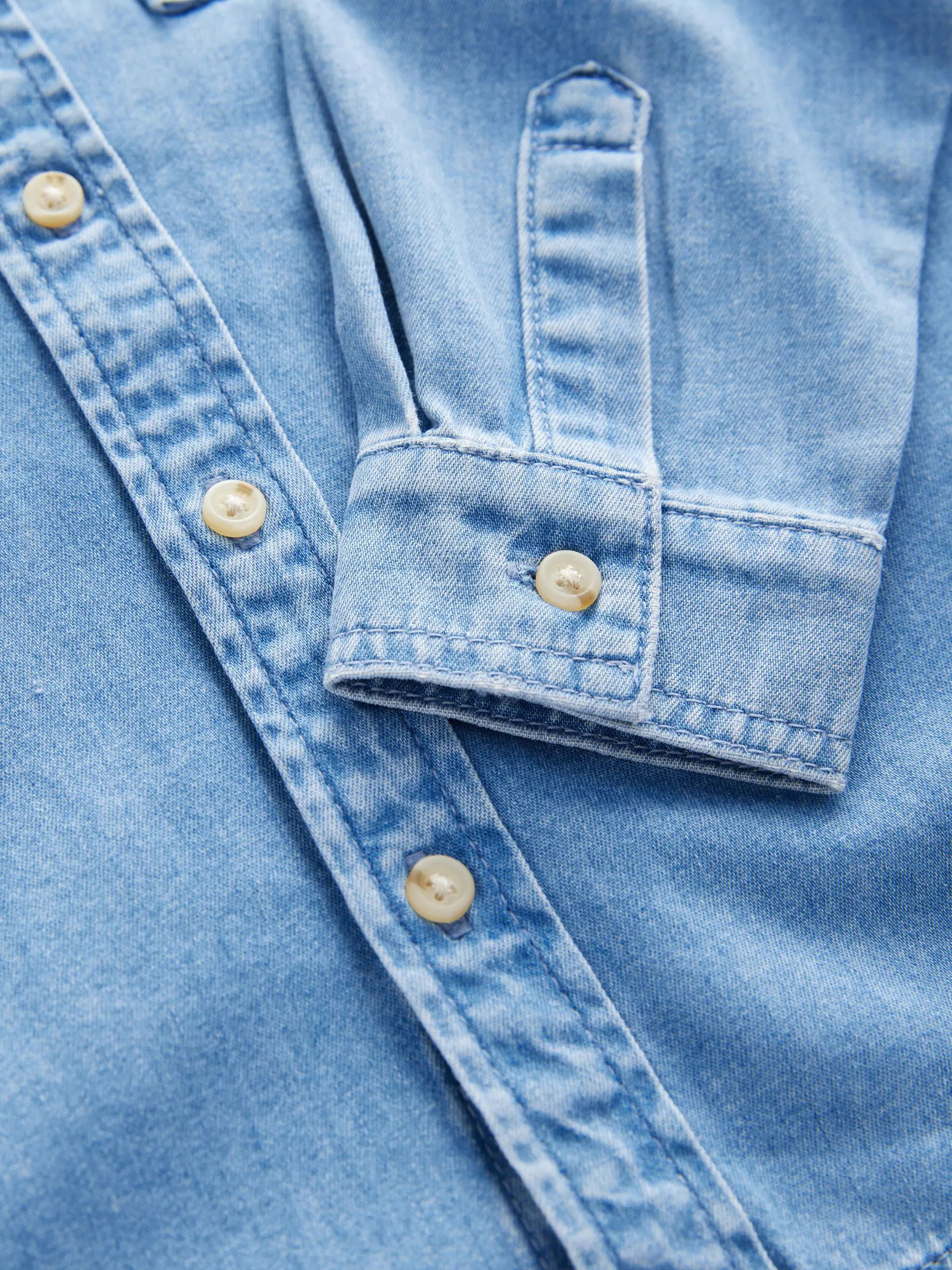 Blauw - Denim overhemd met lange mouwen (3-16jr)