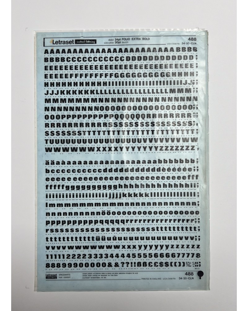 Letraset 488 - FOLIO EXTRA BOLD - 24/30pt