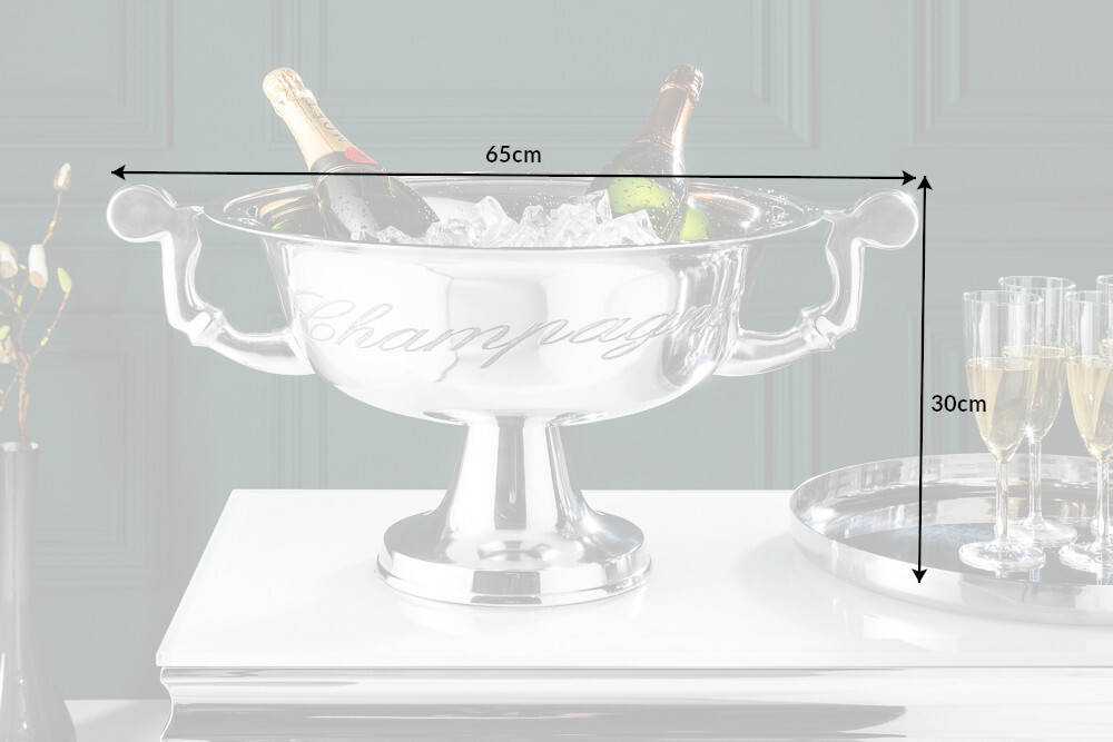 Exklusiver Sektkühler CHAMPAGNE 65cm silber poliert Flaschenkühler
