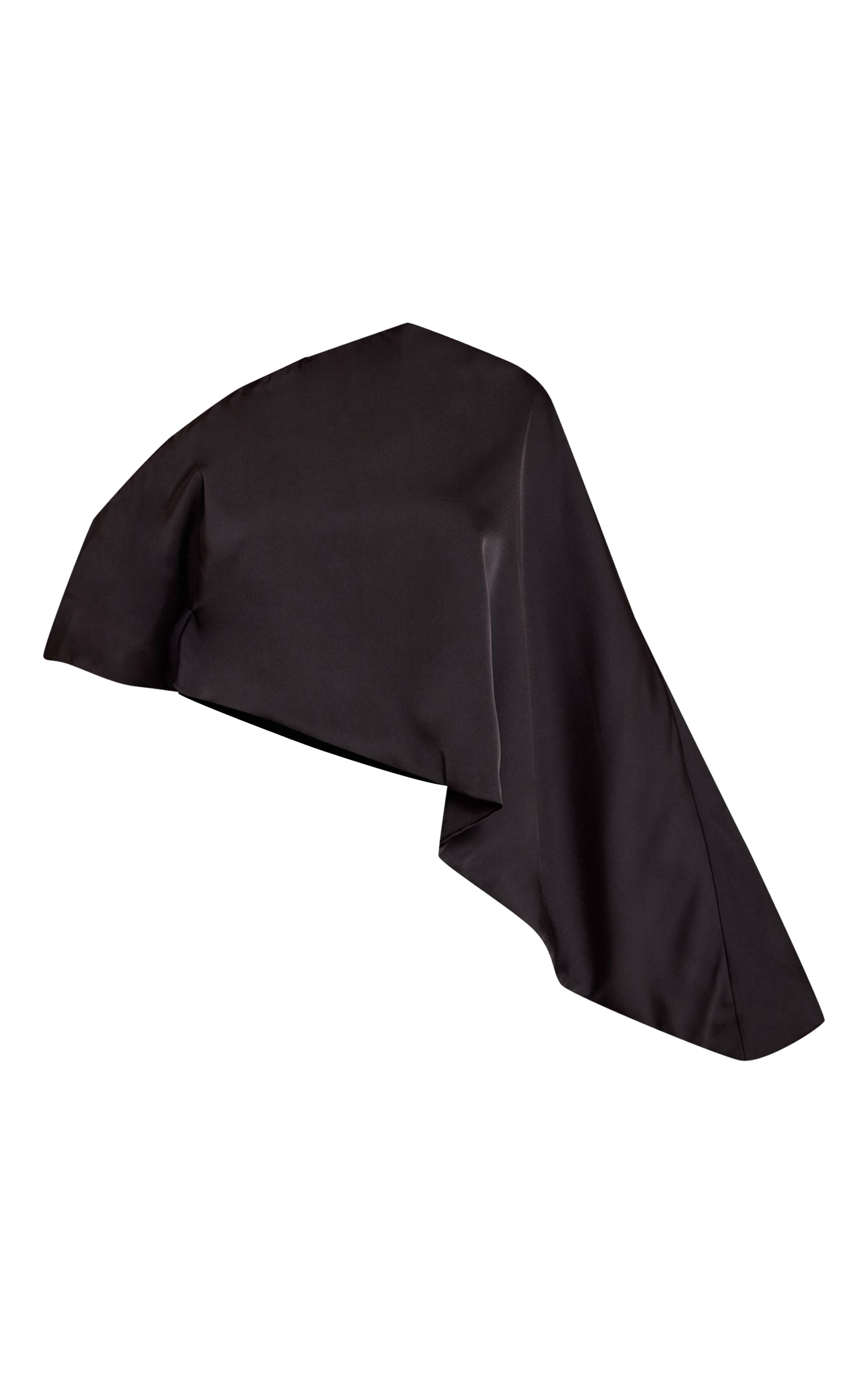 Noir Haut Cape Asymétrique En Satin Petite